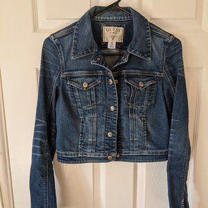 GUESS Juniors Blue Denim Crop Jean Jacket Size Medium